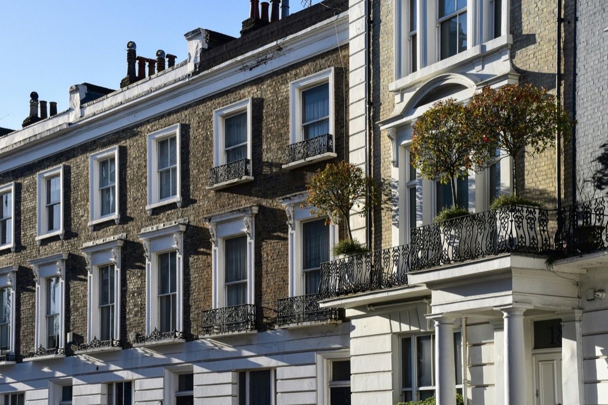 London townhouses with balconies and greenery